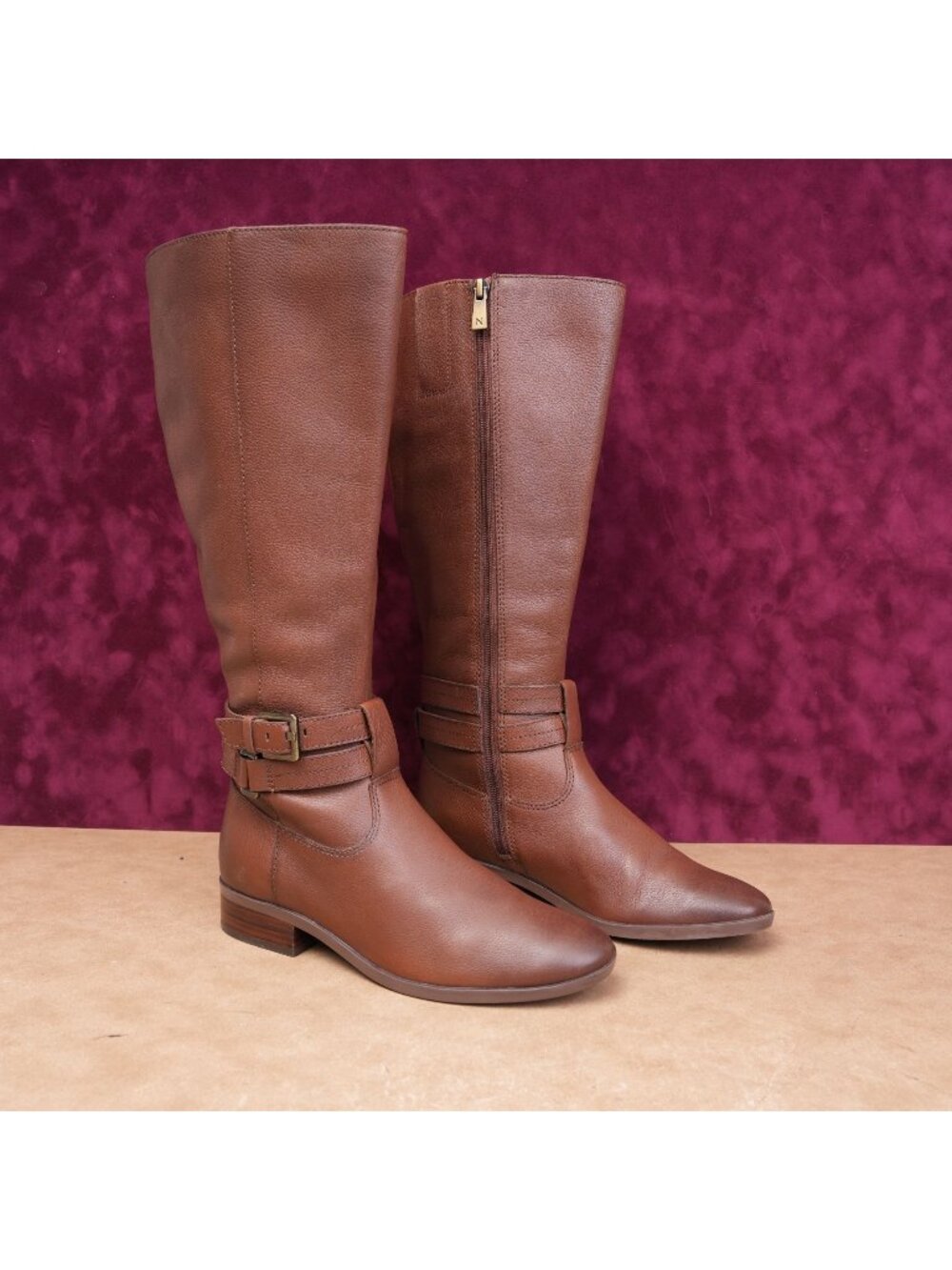Naturalizer Women Rory Dark Brown Leather Wide Calf Riding Equestrian Boots sz 6